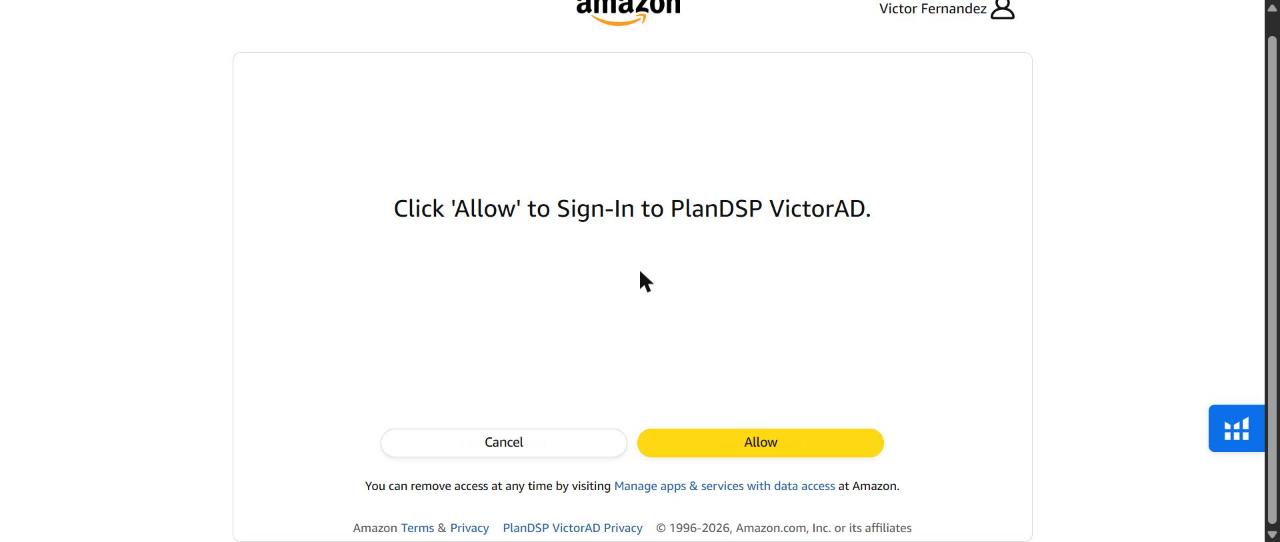 Amazon's own authorization screen granting the tool access